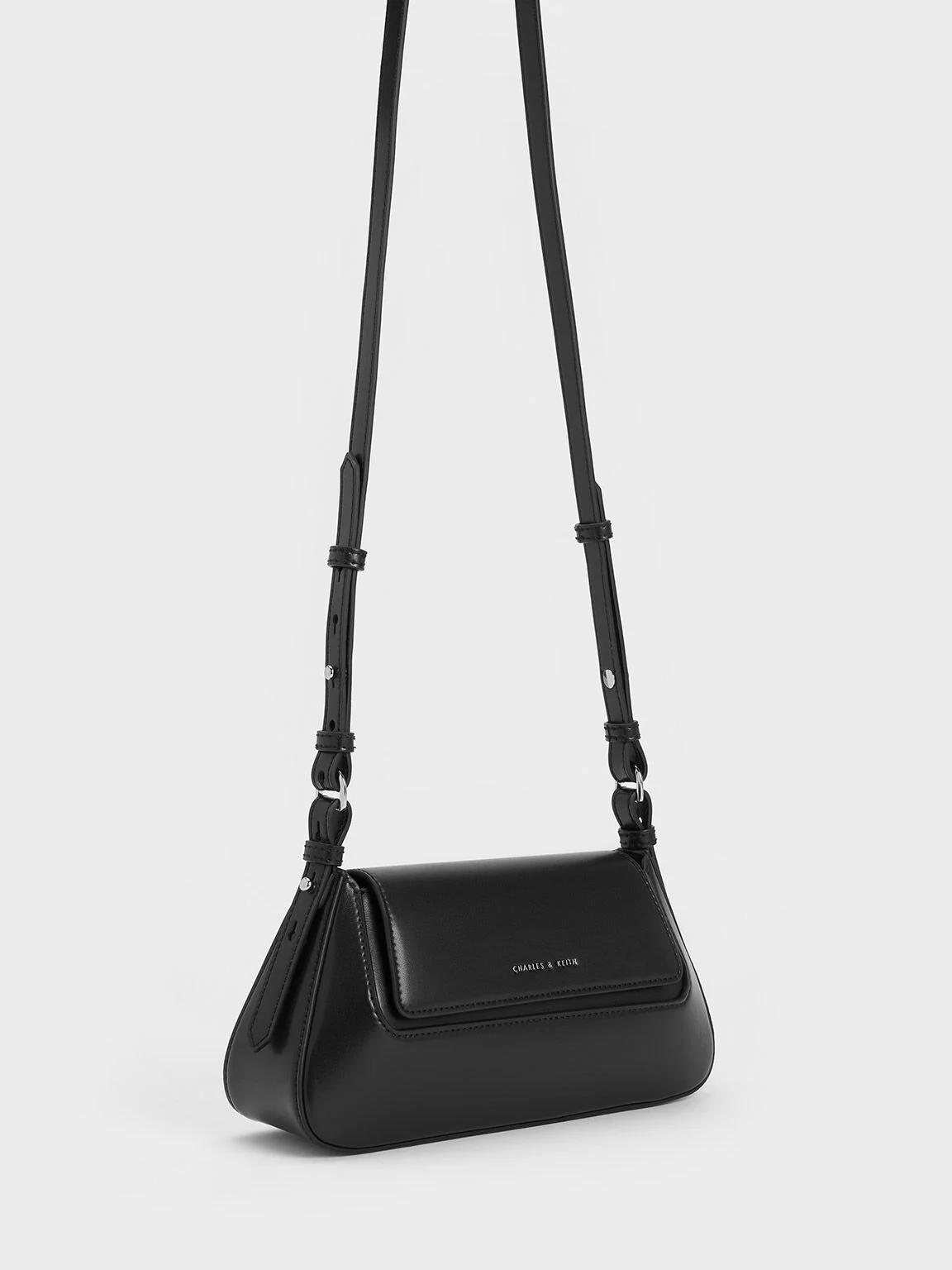 Túi Charles & Keith Olivia Trapeze Shoulder Bag Nữ Đen