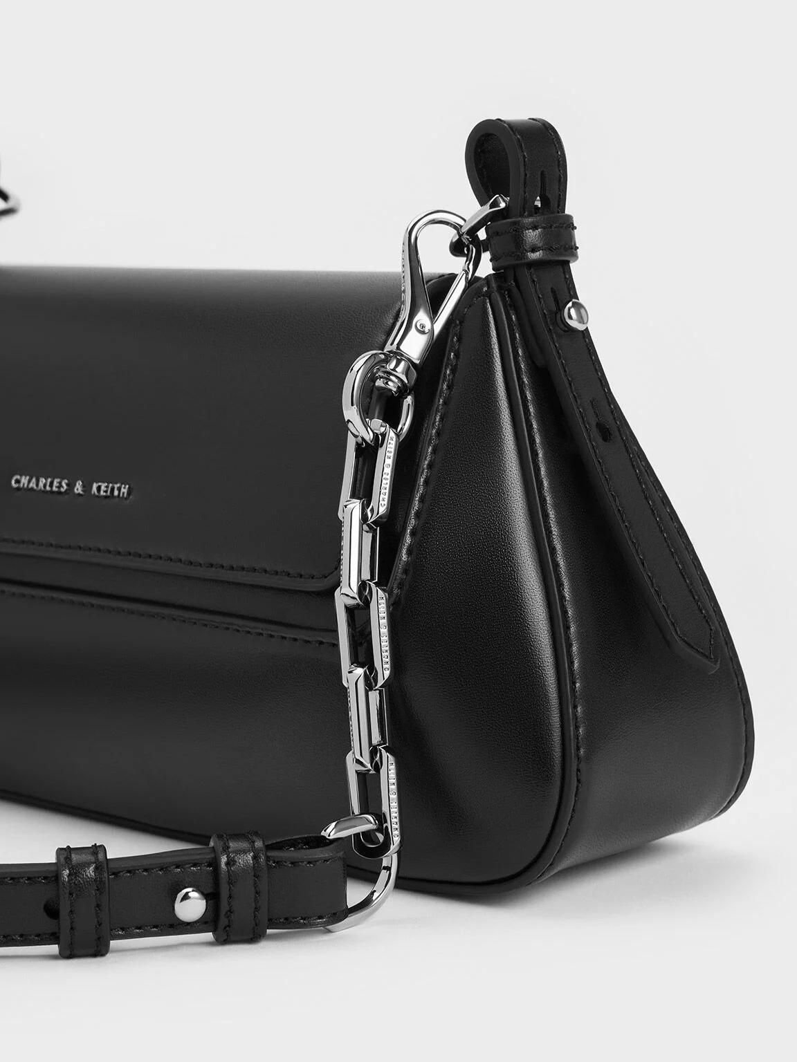 Túi Charles & Keith Olivia Trapeze Shoulder Bag Nữ Đen