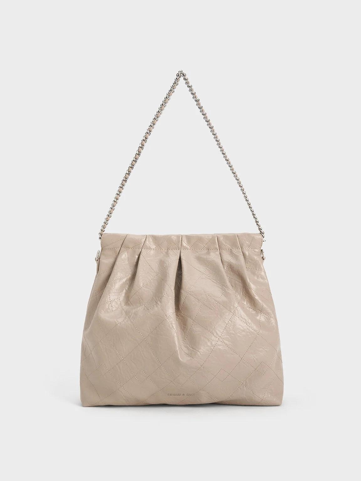 Túi Charles & Keith Duo Double Chain Hobo Bag Nữ Nâu