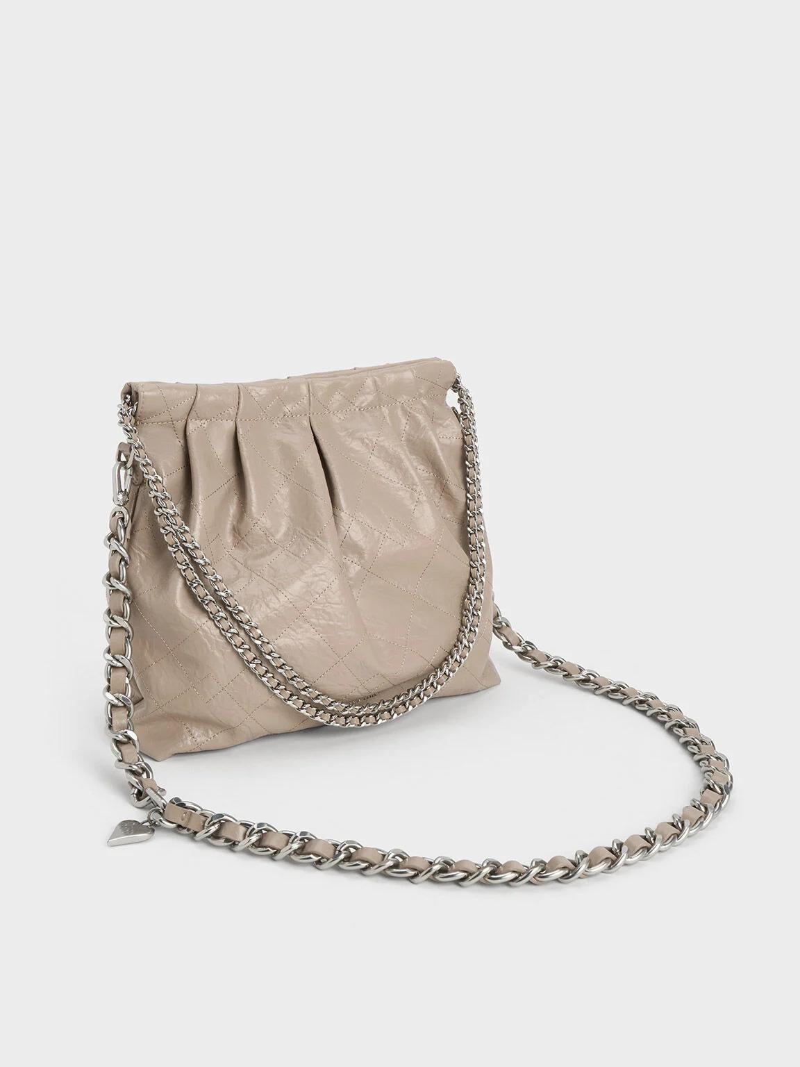 Túi Charles & Keith Duo Double Chain Hobo Bag Nữ Nâu