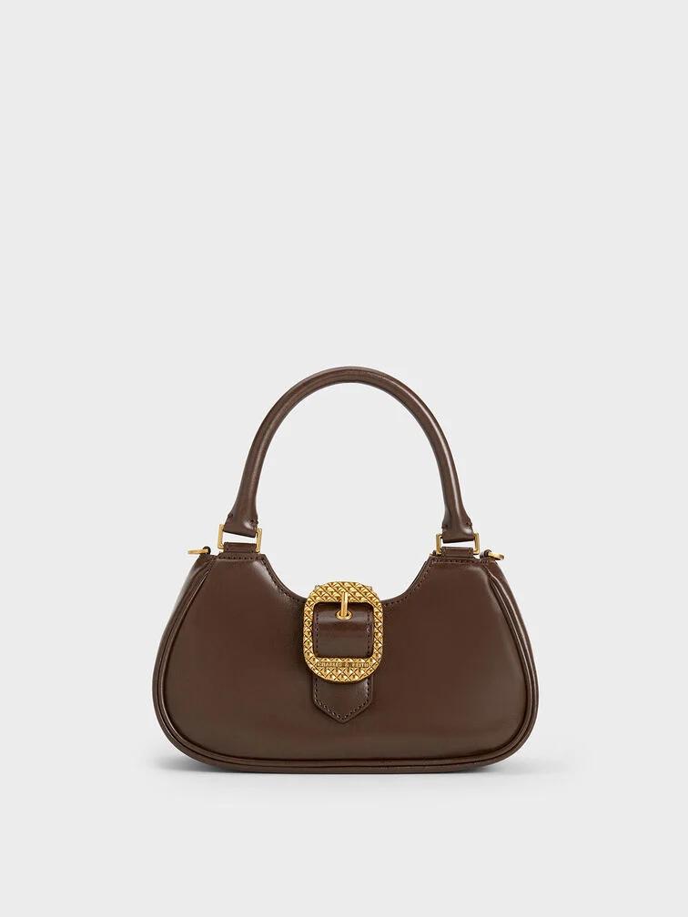 Túi Charles & Keith Avis Belted Top Handle Bag Nữ Nâu