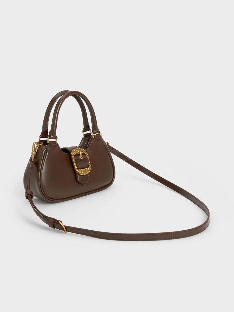 Túi Charles & Keith Avis Belted Top Handle Bag Nữ Nâu