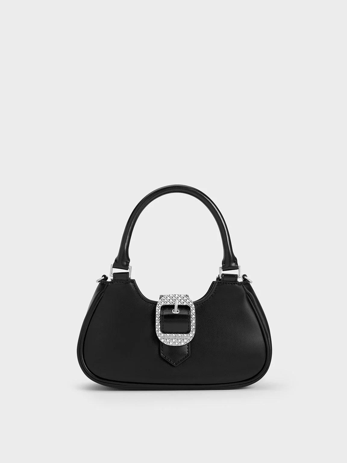 Túi Charles & Keith Avis Belted Top Handle Bag Nữ Đen