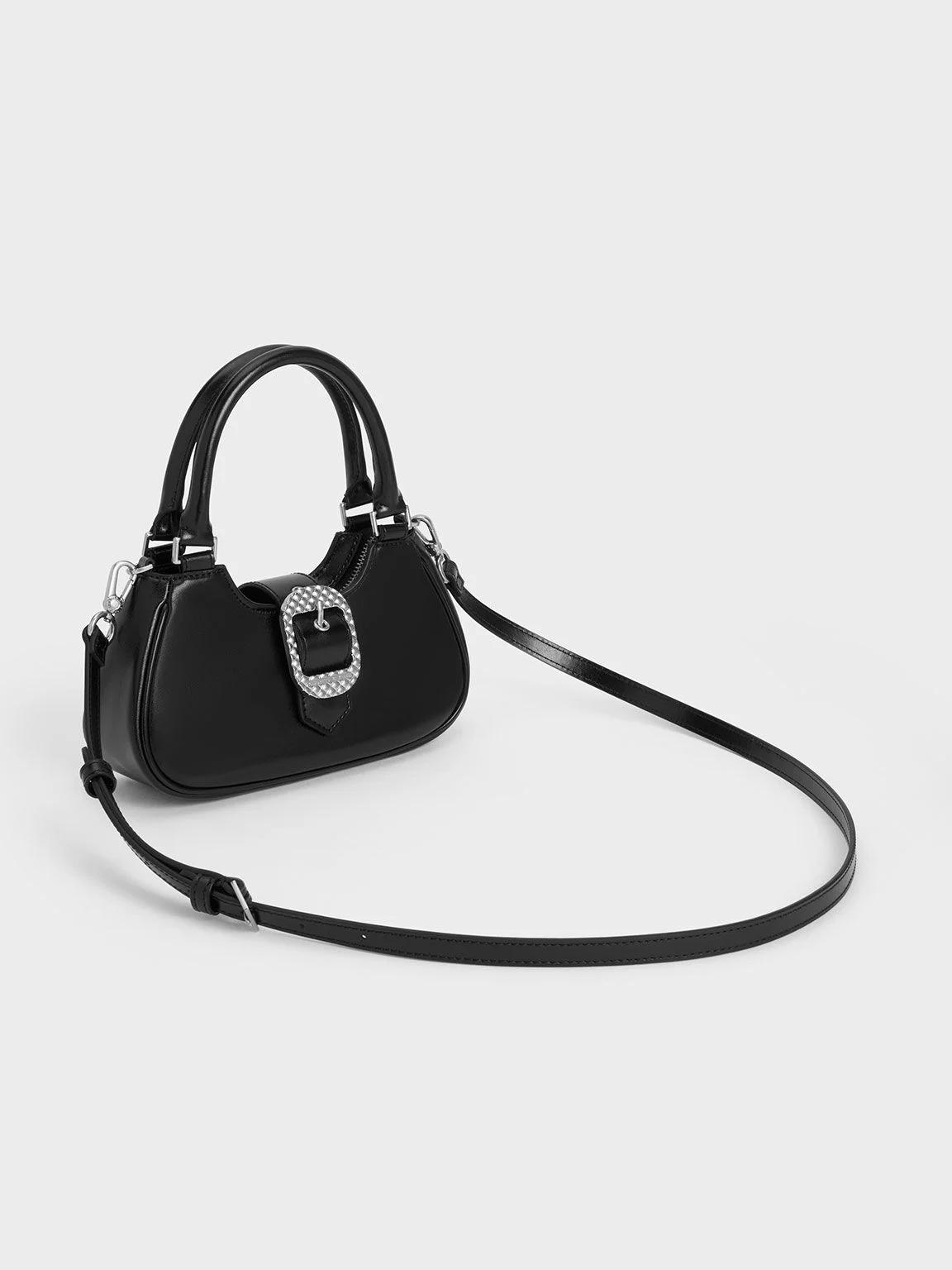 Túi Charles & Keith Avis Belted Top Handle Bag Nữ Đen