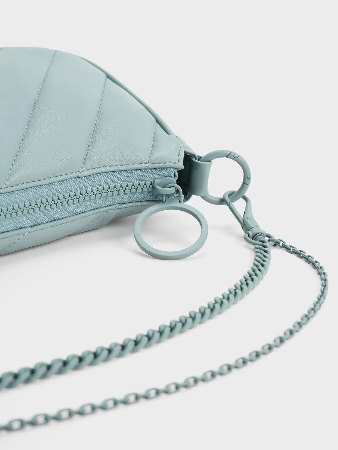 Túi Charles & Keith Philomena Puffy Chain-Strap Crossbody Bag Nữ Xanh Dương