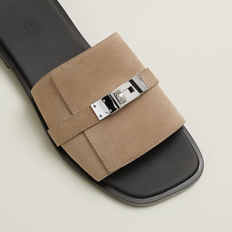 Giày Hermes Gabriel Sandal Nam Be Đen