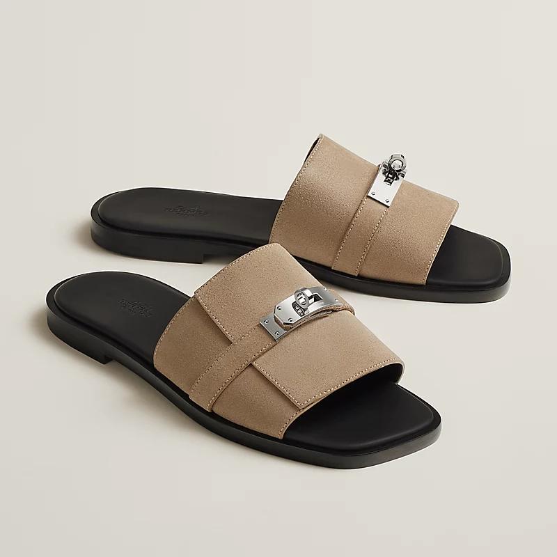 Giày Hermes Gabriel Sandal Nam Be Đen