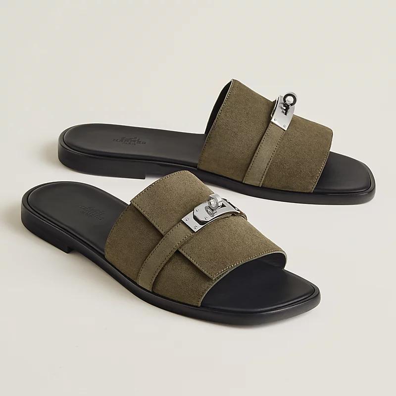 Giày Hermes Gabriel Sandal Nam Xanh Lá Đen