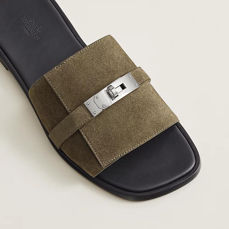 Giày Hermes Gabriel Sandal Nam Xanh Lá Đen