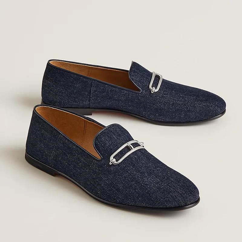 Giày Hermes Gentleman Loafer Nam Xanh Navy