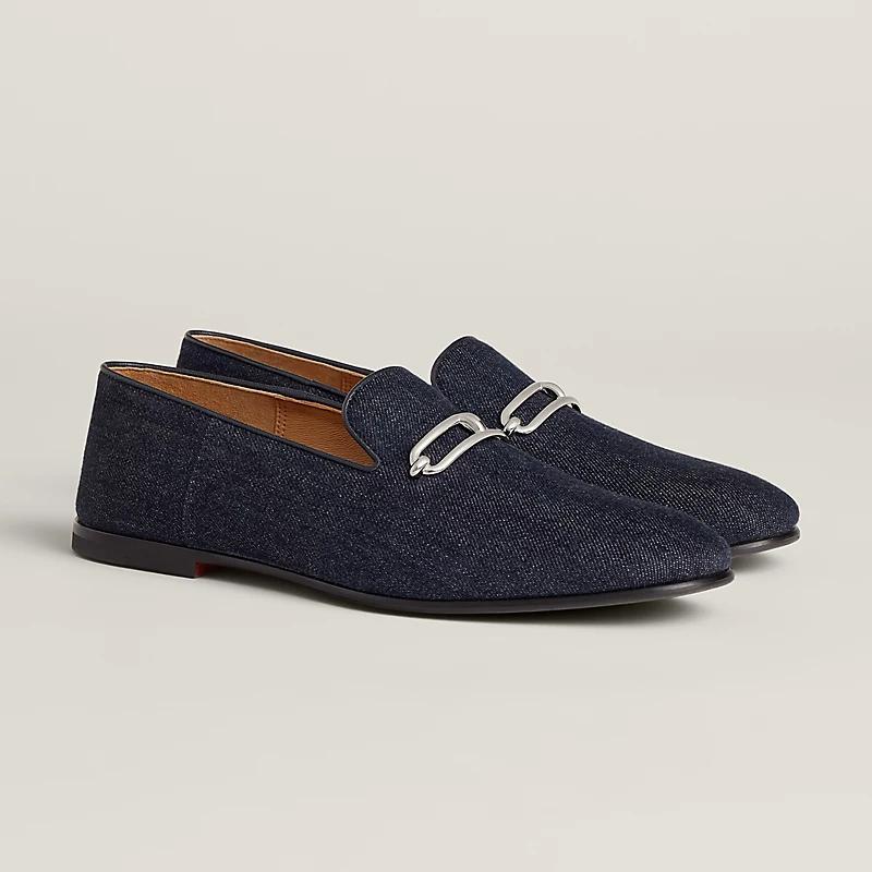 Giày Hermes Gentleman Loafer Nam Xanh Navy