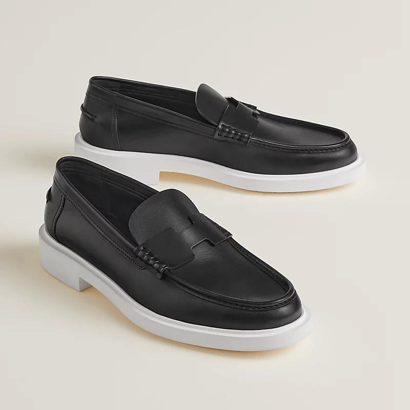 Giày Hermes Guillaume Loafer Nam Đen Trắng