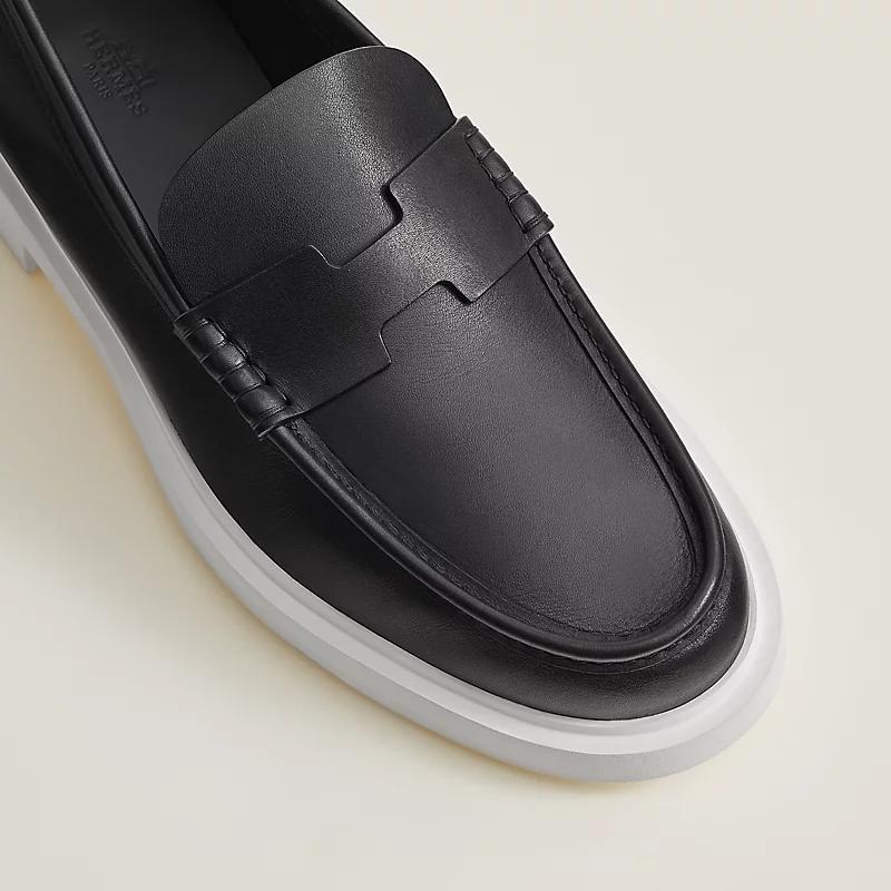 Giày Hermes Guillaume Loafer Nam Đen Trắng