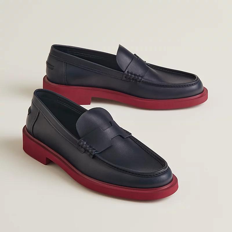 Giày Hermes Guillaume Loafer Nam Đen Đỏ