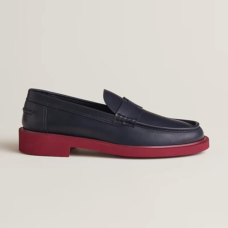 Giày Hermes Guillaume Loafer Nam Đen Đỏ