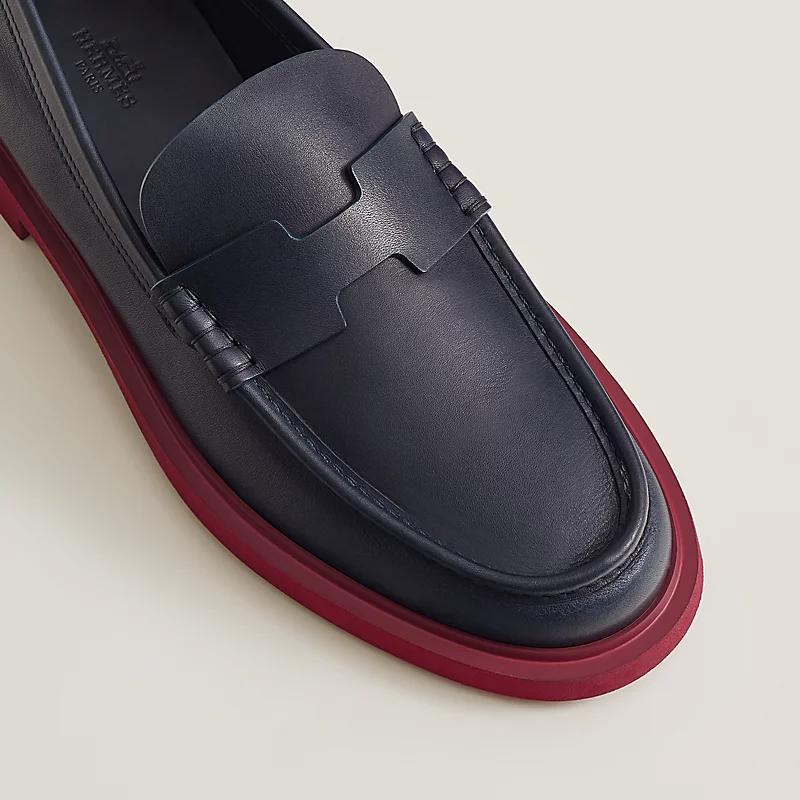 Giày Hermes Guillaume Loafer Nam Đen Đỏ