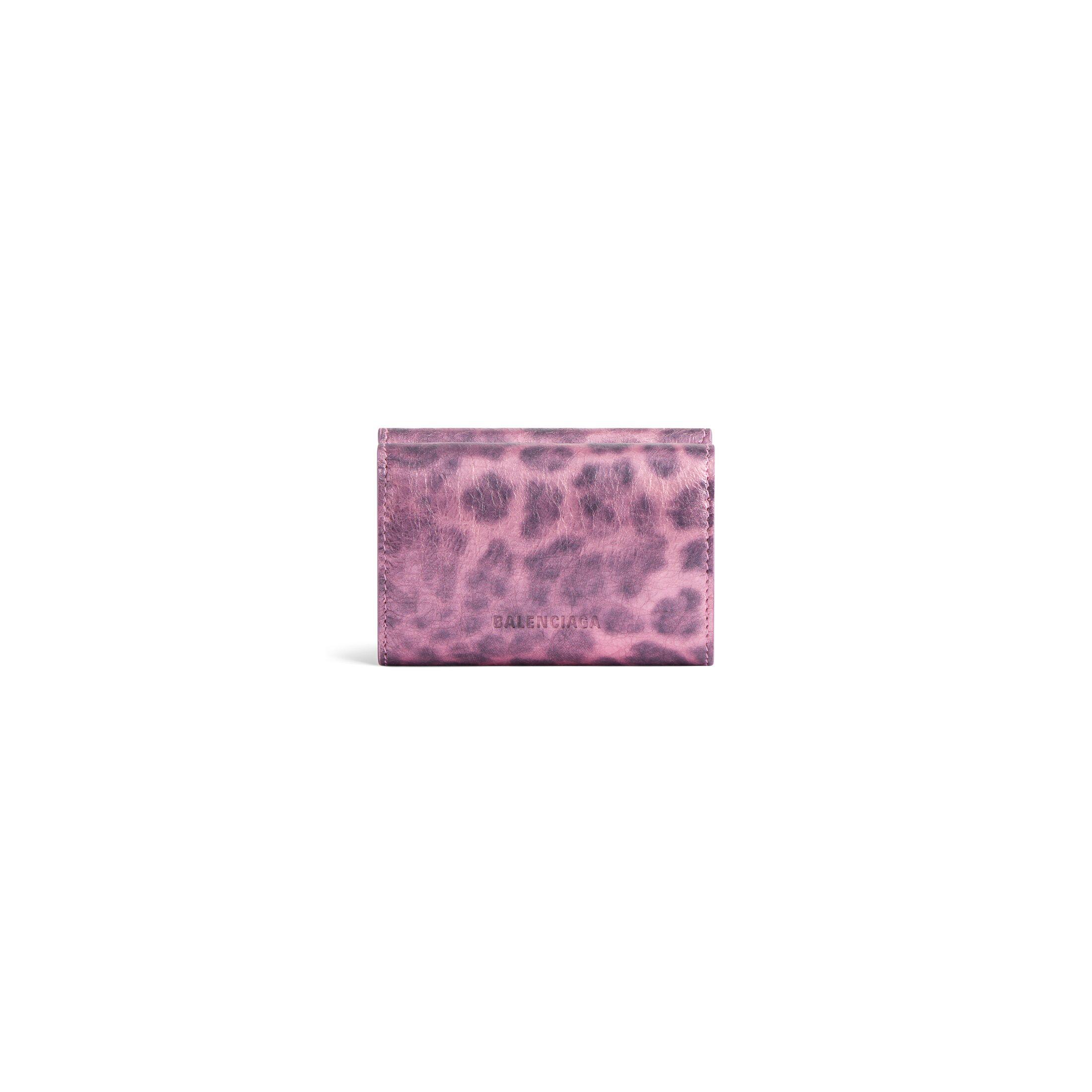 Ví Balenciaga Le Cagole Mini Wallet With Leopard Print Nữ Hồng