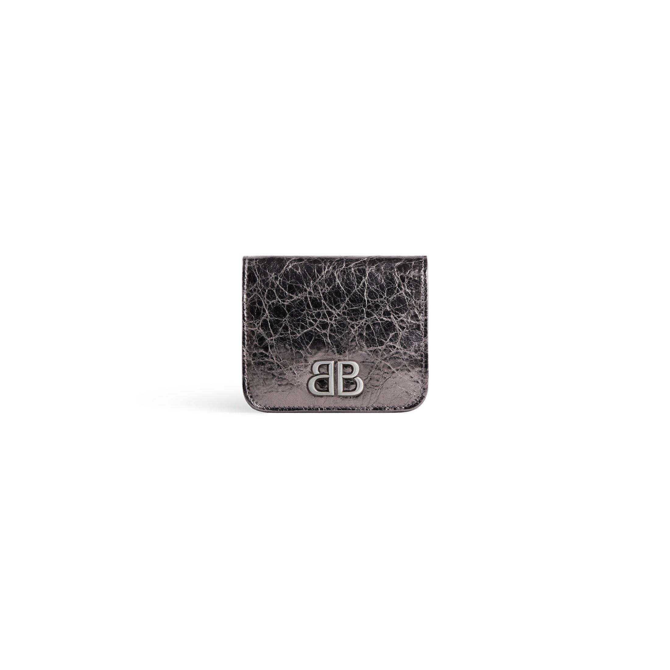 Ví Balenciaga Monaco Flap Coin And Card Holder Metallized Nữ Xám