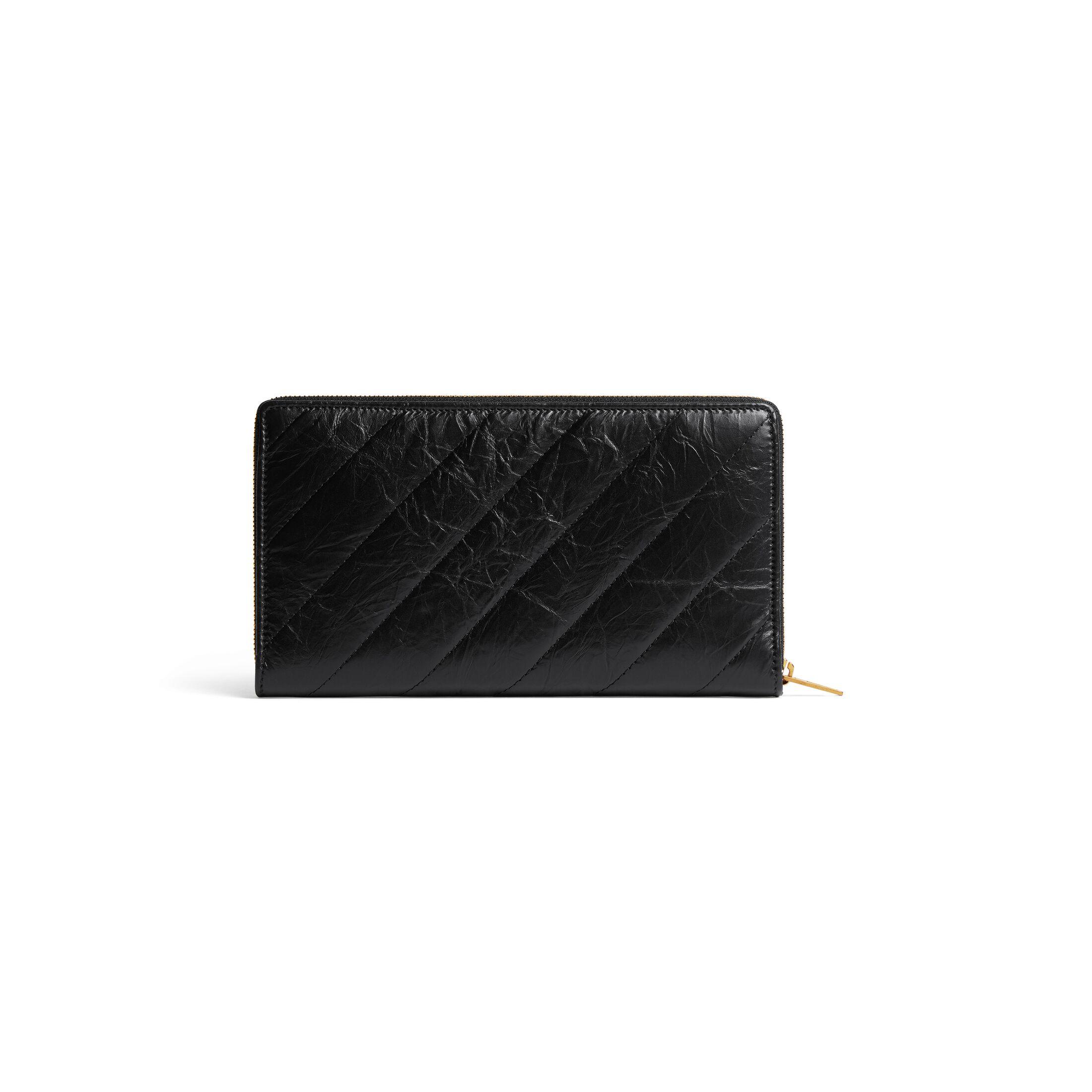 Ví Balenciaga Crush Continental Wallet Quilted Nữ Đen