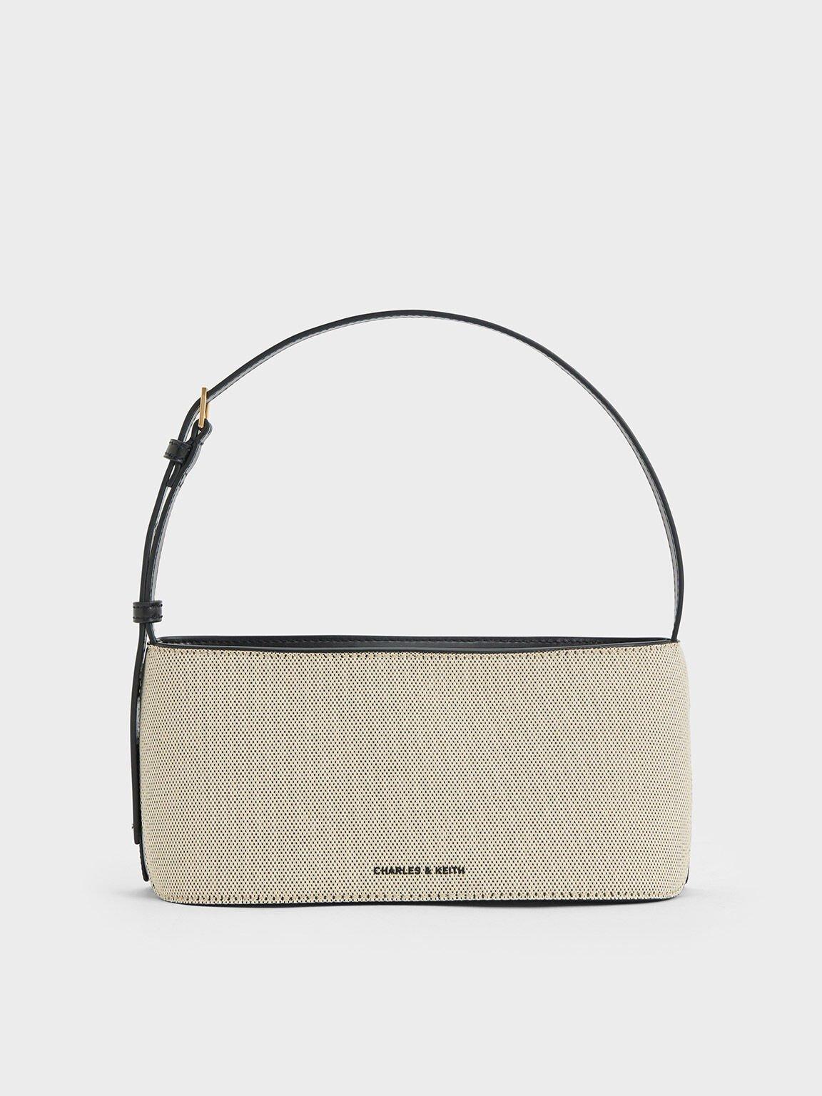 Túi Charles & Keith Wisteria Canvas Elongated Nữ Xám