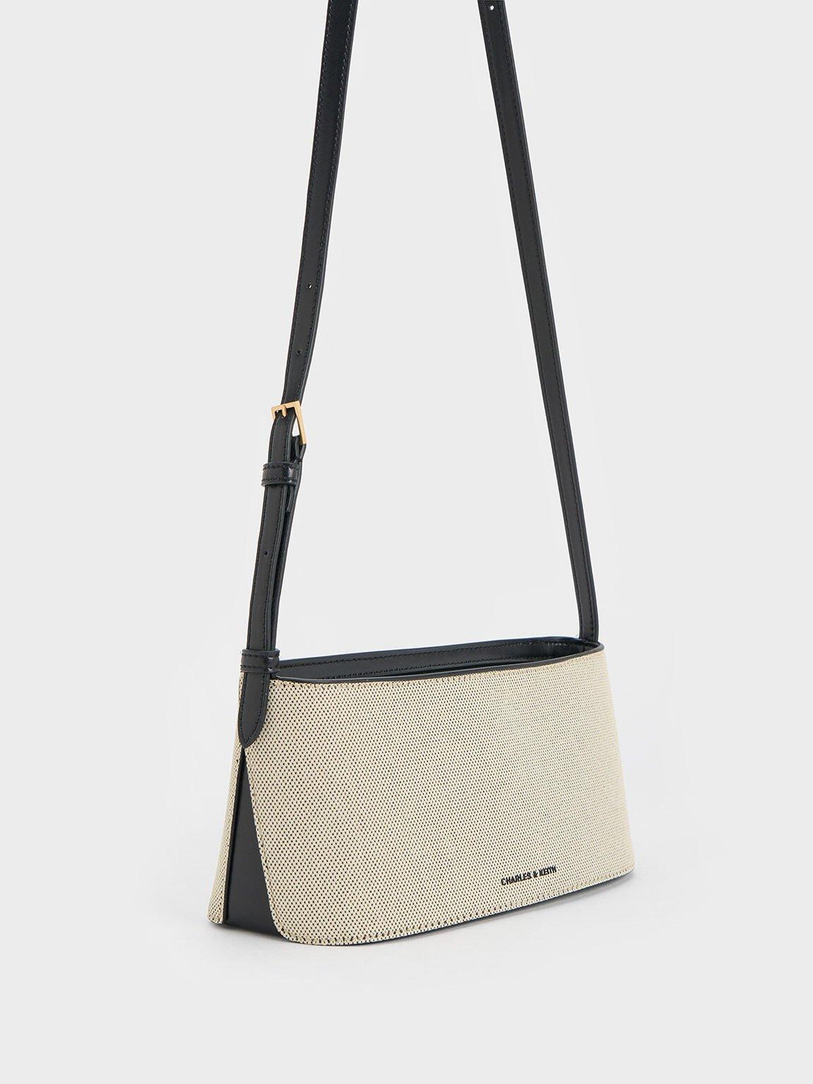 Túi Charles & Keith Wisteria Canvas Elongated Nữ Xám