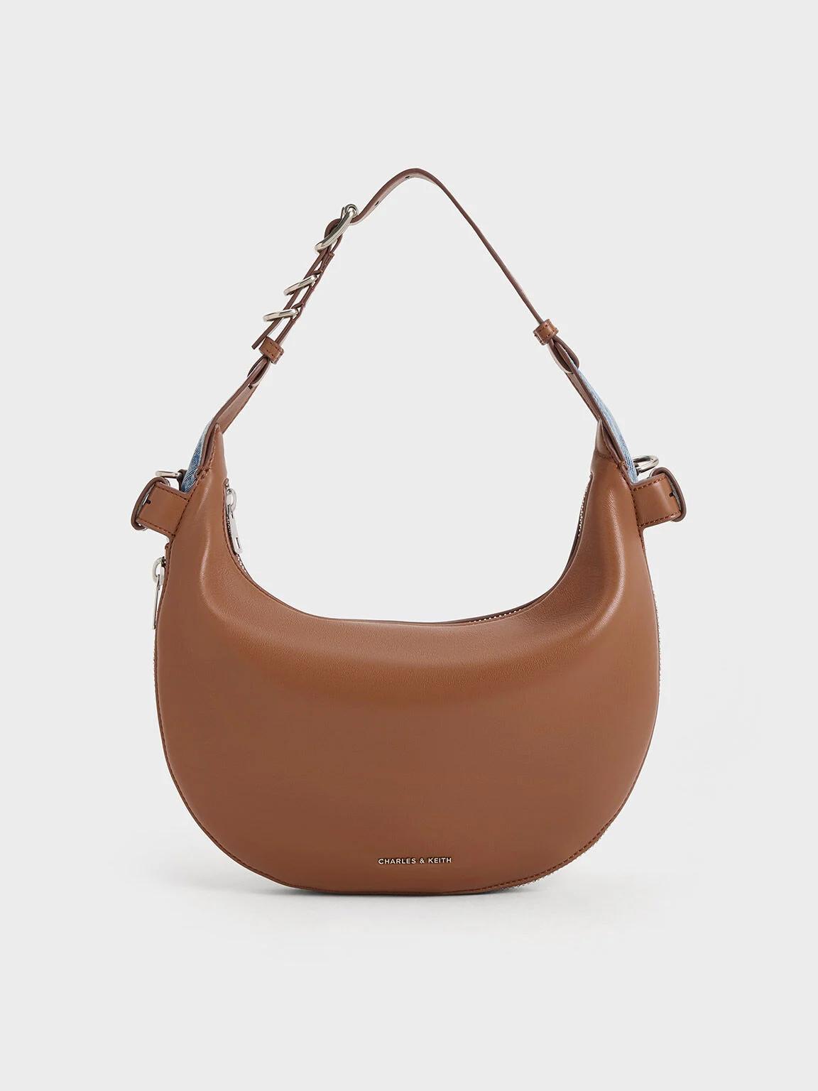 Túi Charles & Keith Saskia Crescent Nữ Nâu