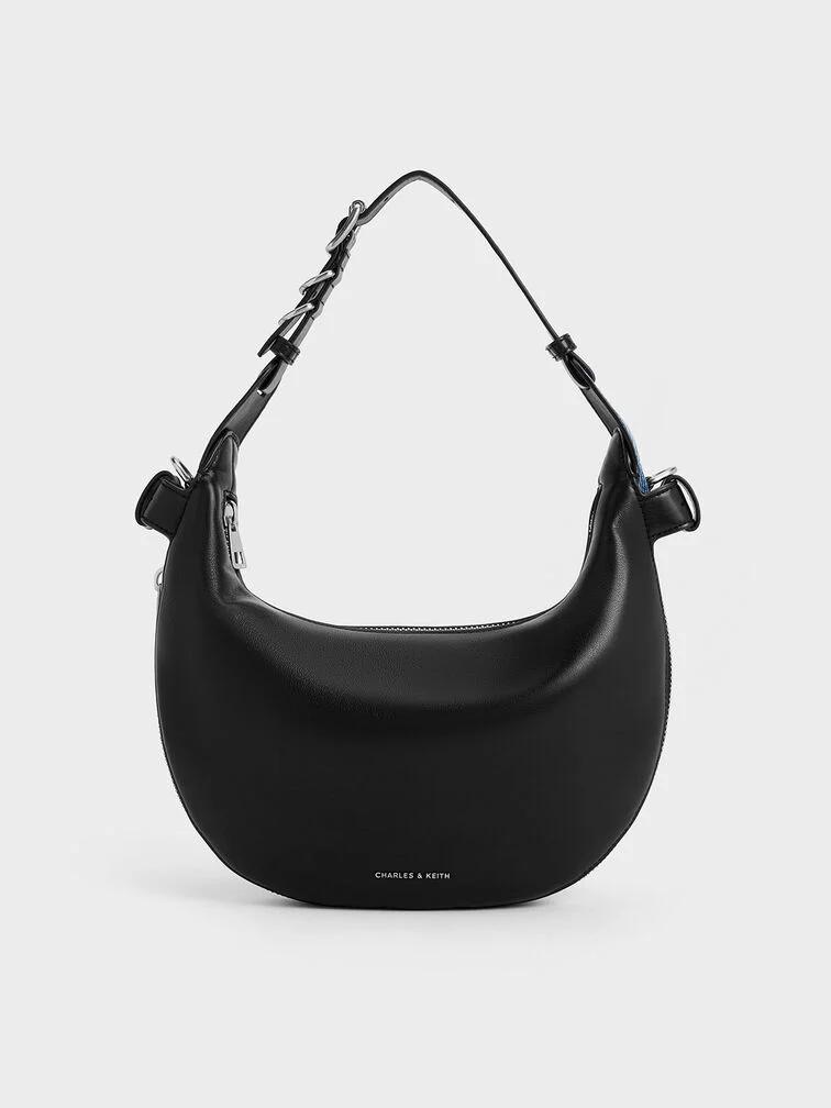 Túi Charles & Keith Saskia Crescent Nữ Đen