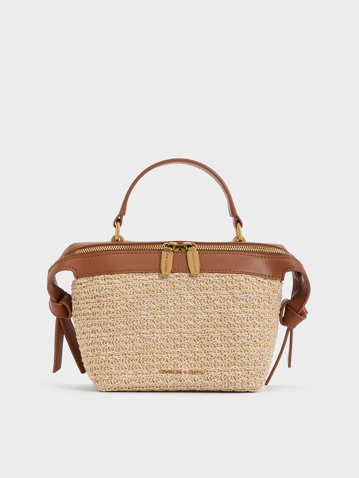 Túi Charles & Keith Aurelie Raffia Knotted Nữ Nâu