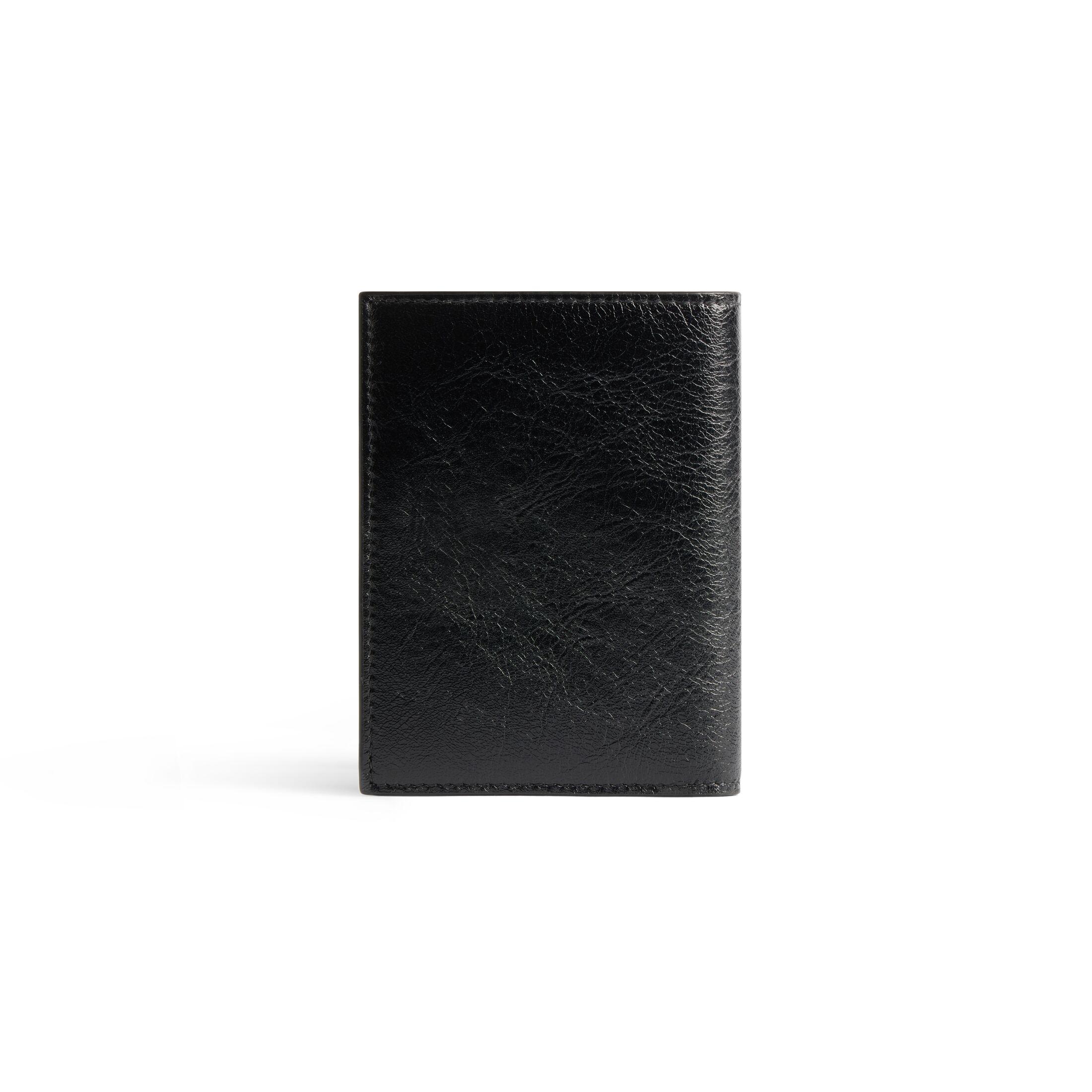 Ví Balenciaga Monaco Vertical Bifold Wallet Nam Da Đen