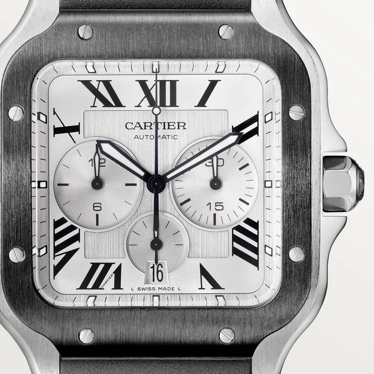 Đồng Hồ Cartier Santos De Cartier Chronograph Watch Nam Đen