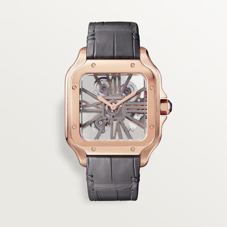 Đồng Hồ Cartier Santos De Cartier Watch Nam Hồng Nâu