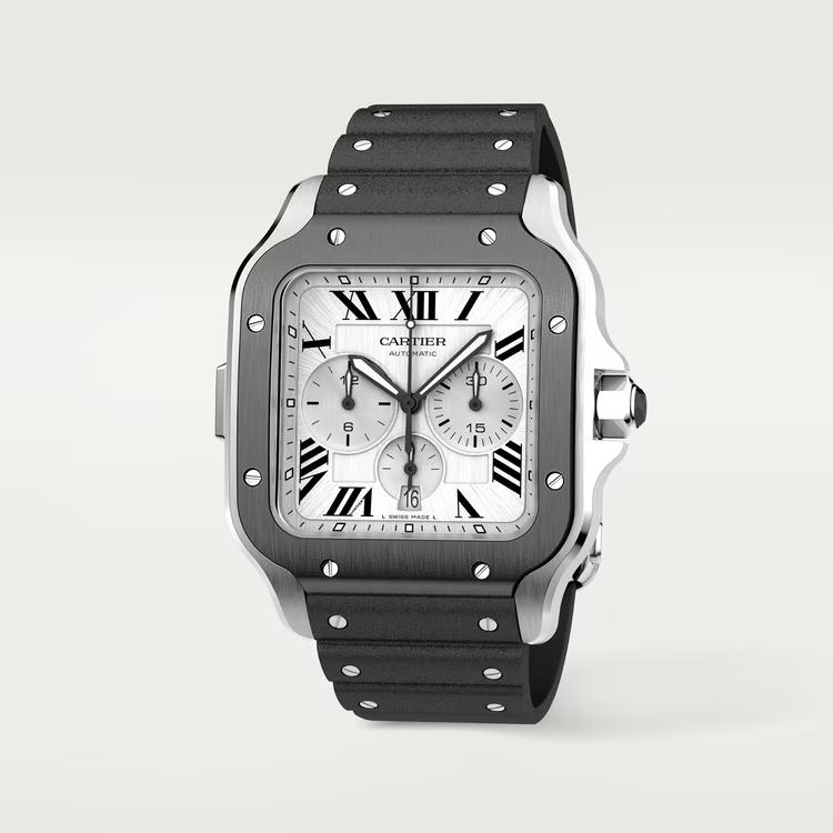 Đồng Hồ Cartier Santos De Cartier Chronograph Watch Nam Đen