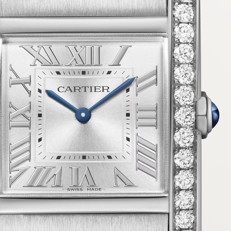 Đồng Hồ Cartier Tank Française Sapphire Crystal Watch Nam Bạc