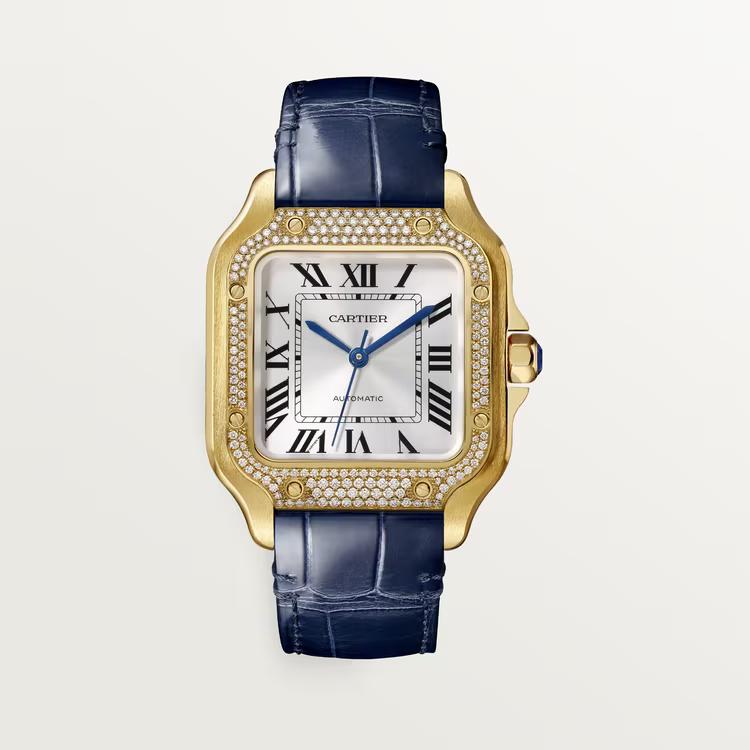 Đồng Hồ Cartier Santos De Cartier Watch Nam Vàng Xanh