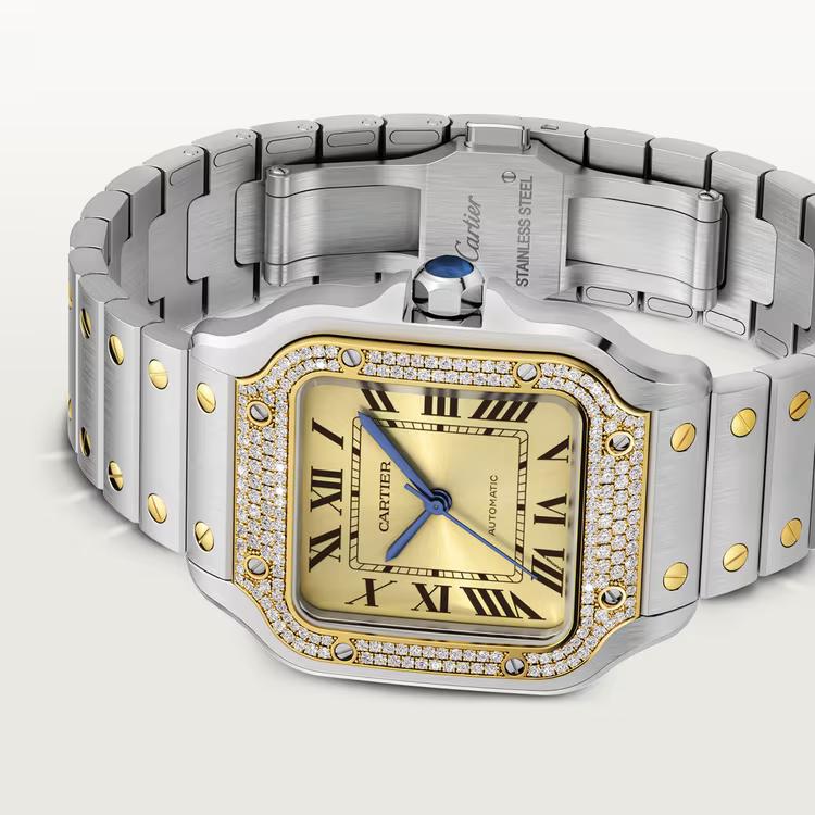 Đồng Hồ Cartier Santos De Cartier Watch Nam Vàng Bạc