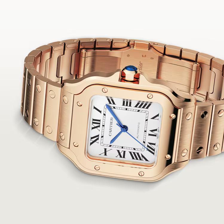 Đồng Hồ Cartier Santos De Cartier Watch Nam Vàng Hồng