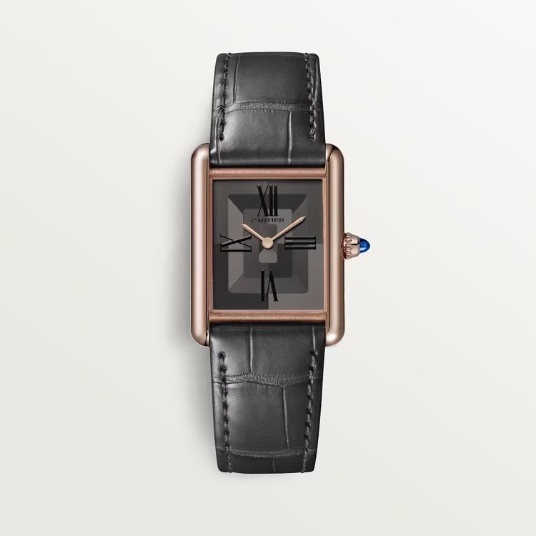 Đồng Hồ Cartier Tank Louis Cartier Watch Nam Hồng Đen