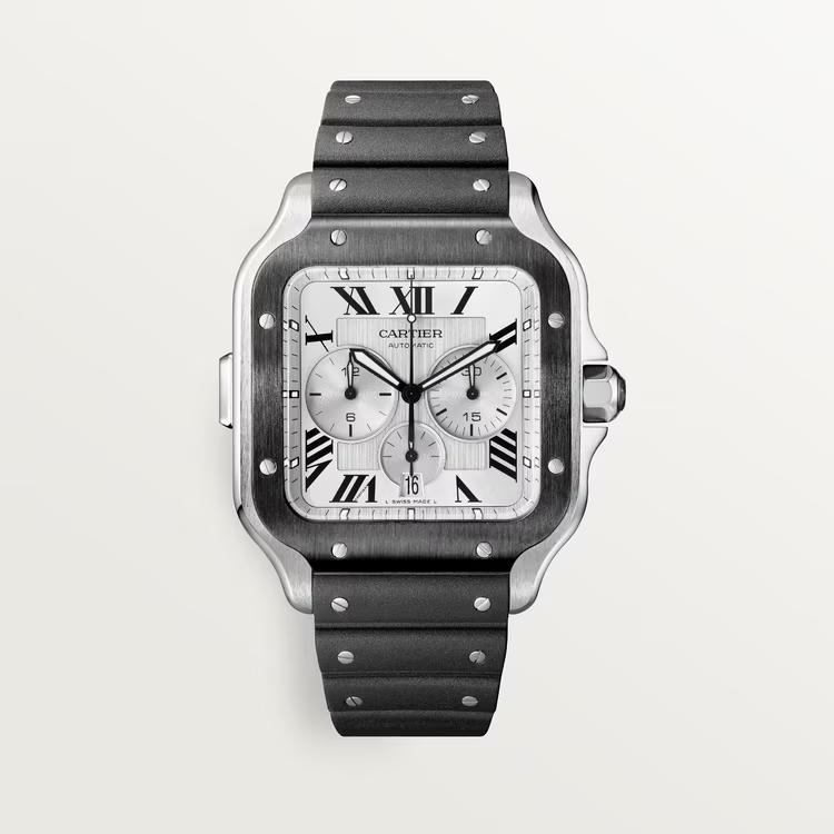 Đồng Hồ Cartier Santos De Cartier Chronograph Watch Nam Đen