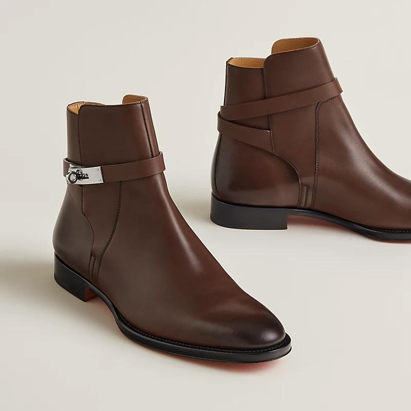 Giày Hermes Fortune Ankle Boot Marron Praline Nam Nâu