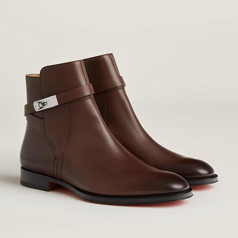 Giày Hermes Fortune Ankle Boot Marron Praline Nam Nâu