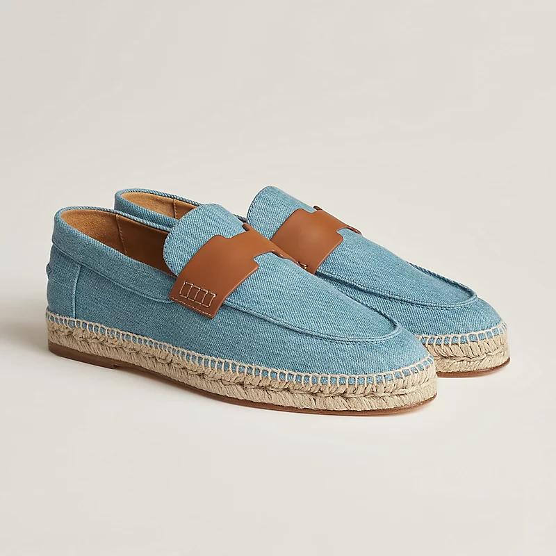 Giày Hermes Trip Espadrille Nam Xanh Dương Nâu