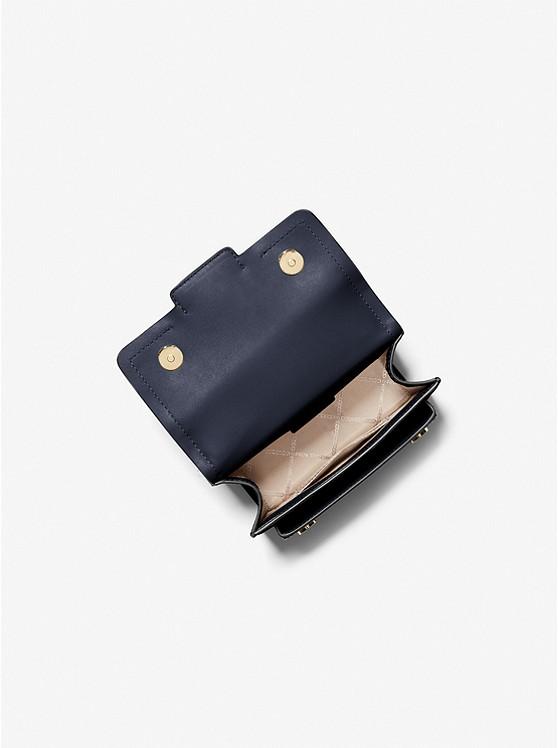 Túi Michael Kors Heather Extra-Small Empire Logo Embossed Suede Crossbody Bag Nữ Xanh Navy