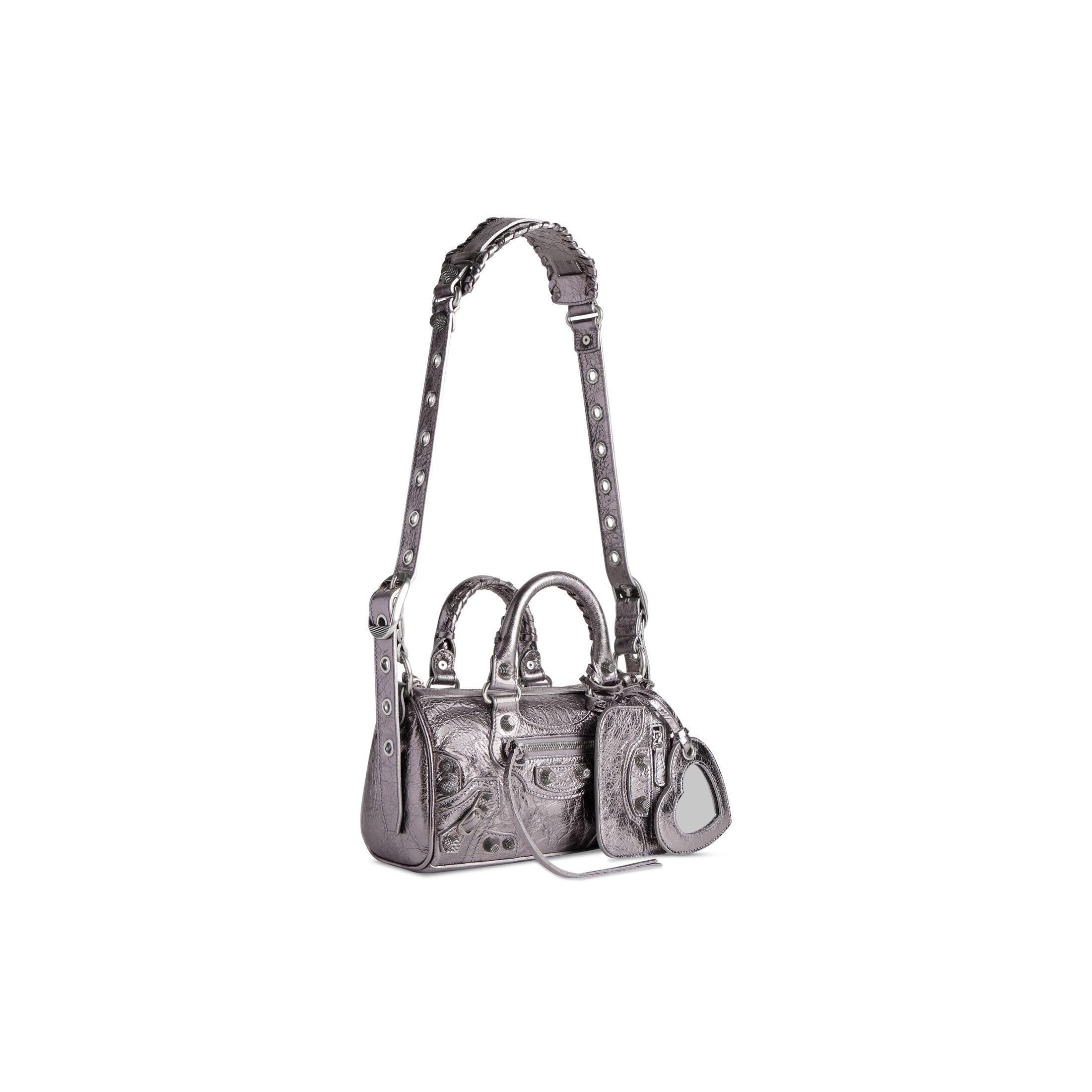 Túi Balenciaga Le Cagole Mini Duffle Bag Metallized Nữ Bạc