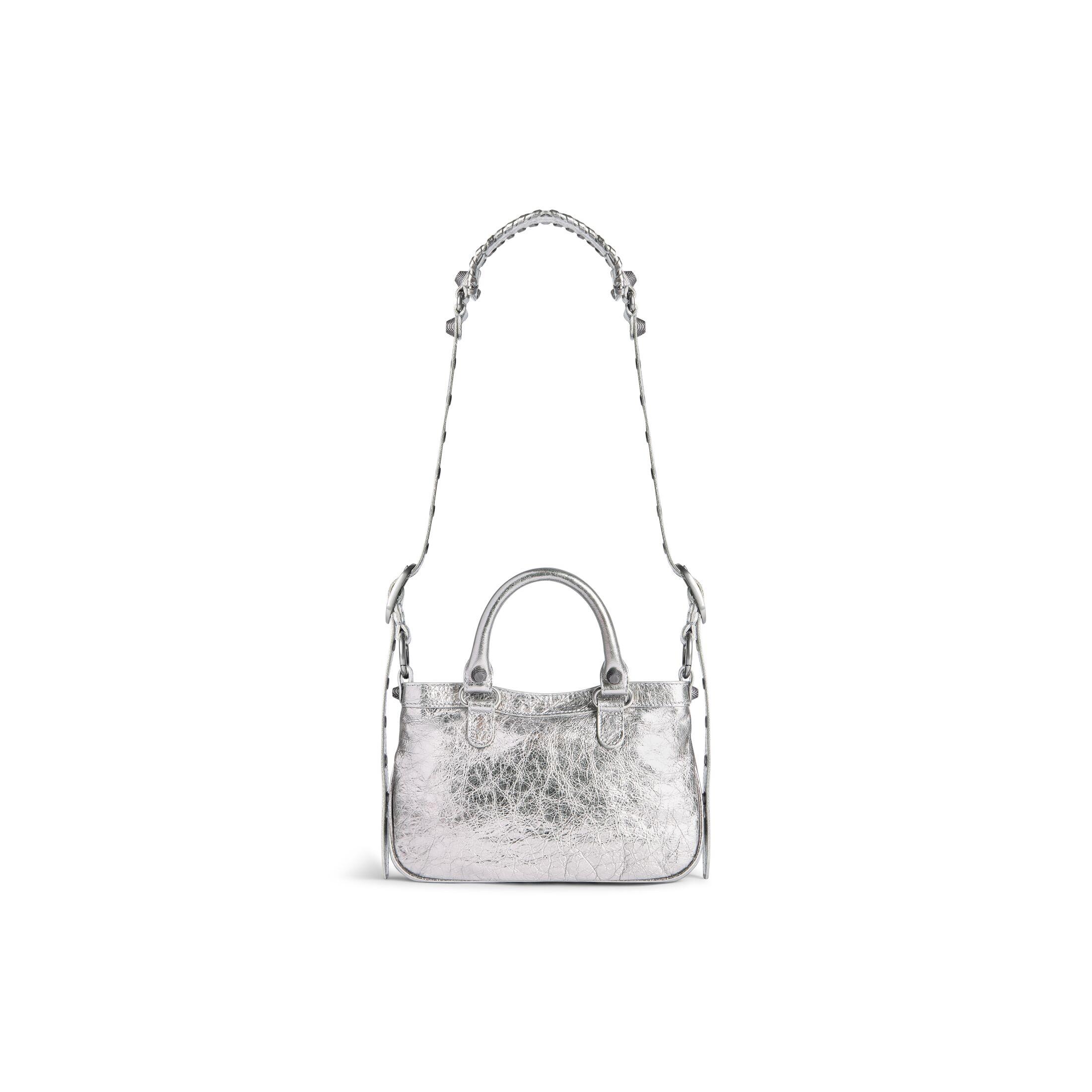 Túi Balenciaga Neo Cagole Small Tote Bag Metallized Nữ Bạc