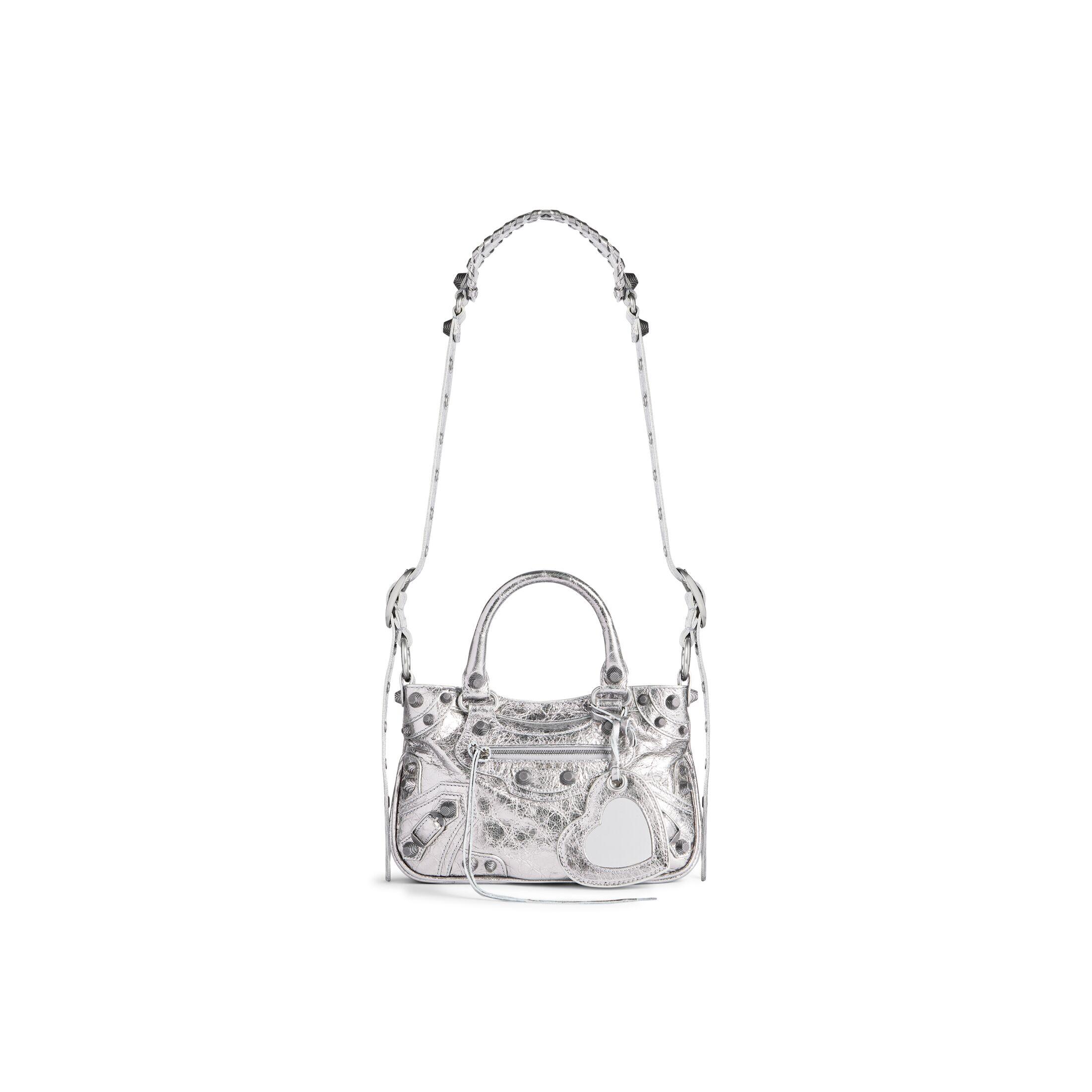 Túi Balenciaga Neo Cagole Small Tote Bag Metallized Nữ Bạc