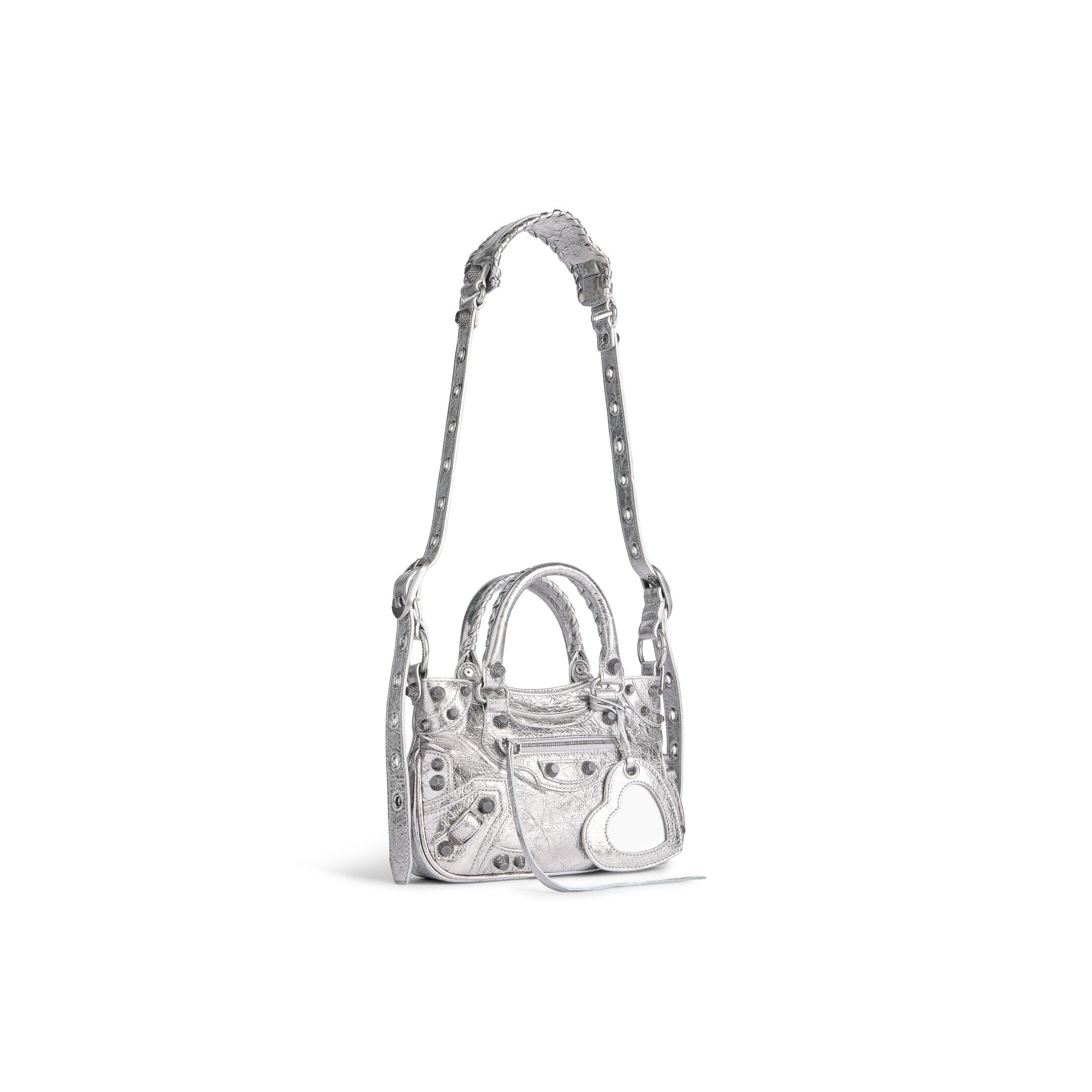 Túi Balenciaga Neo Cagole Small Tote Bag Metallized Nữ Bạc