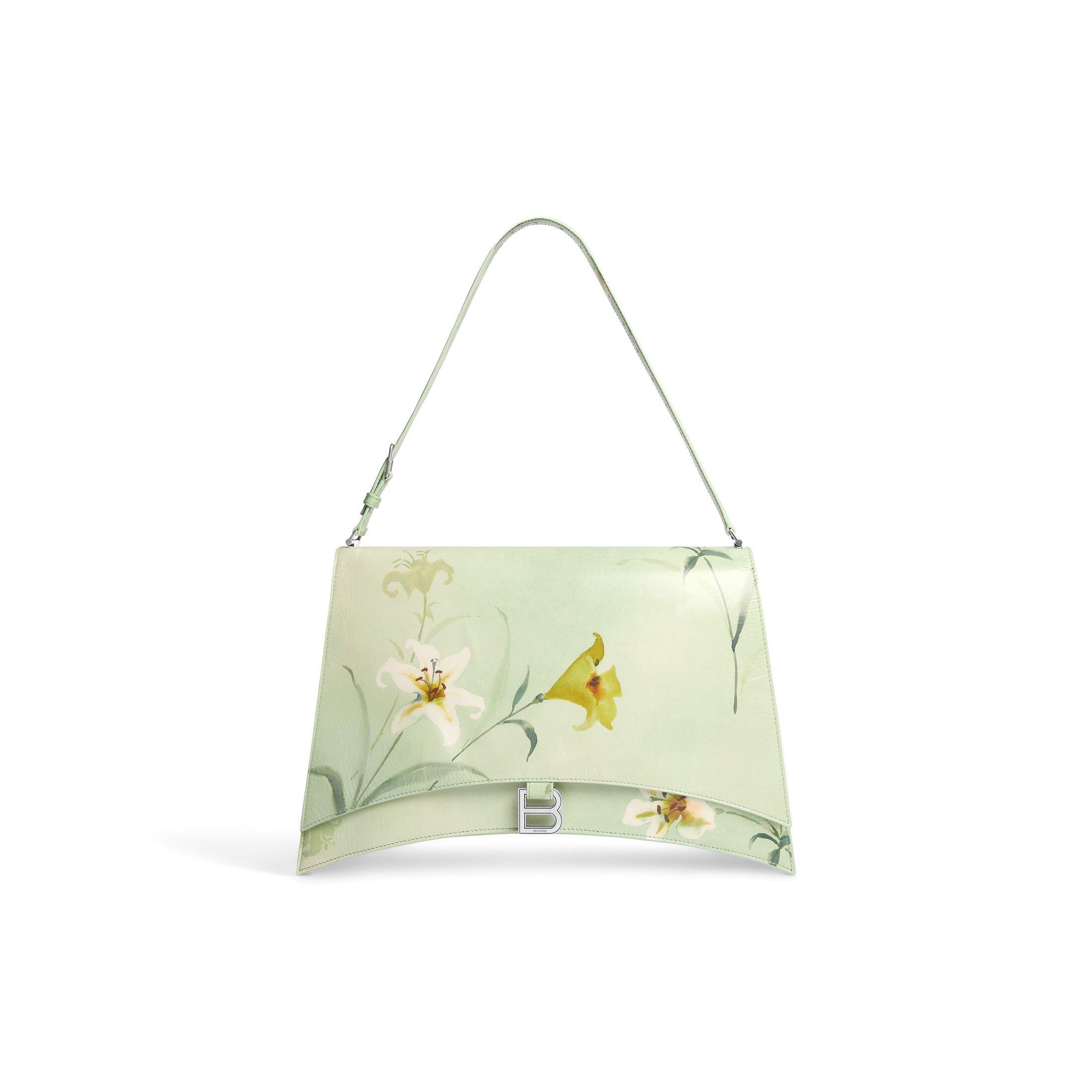 Túi Balenciaga Crush Large Sling Bag With Lilies Print Nữ Xanh Lá