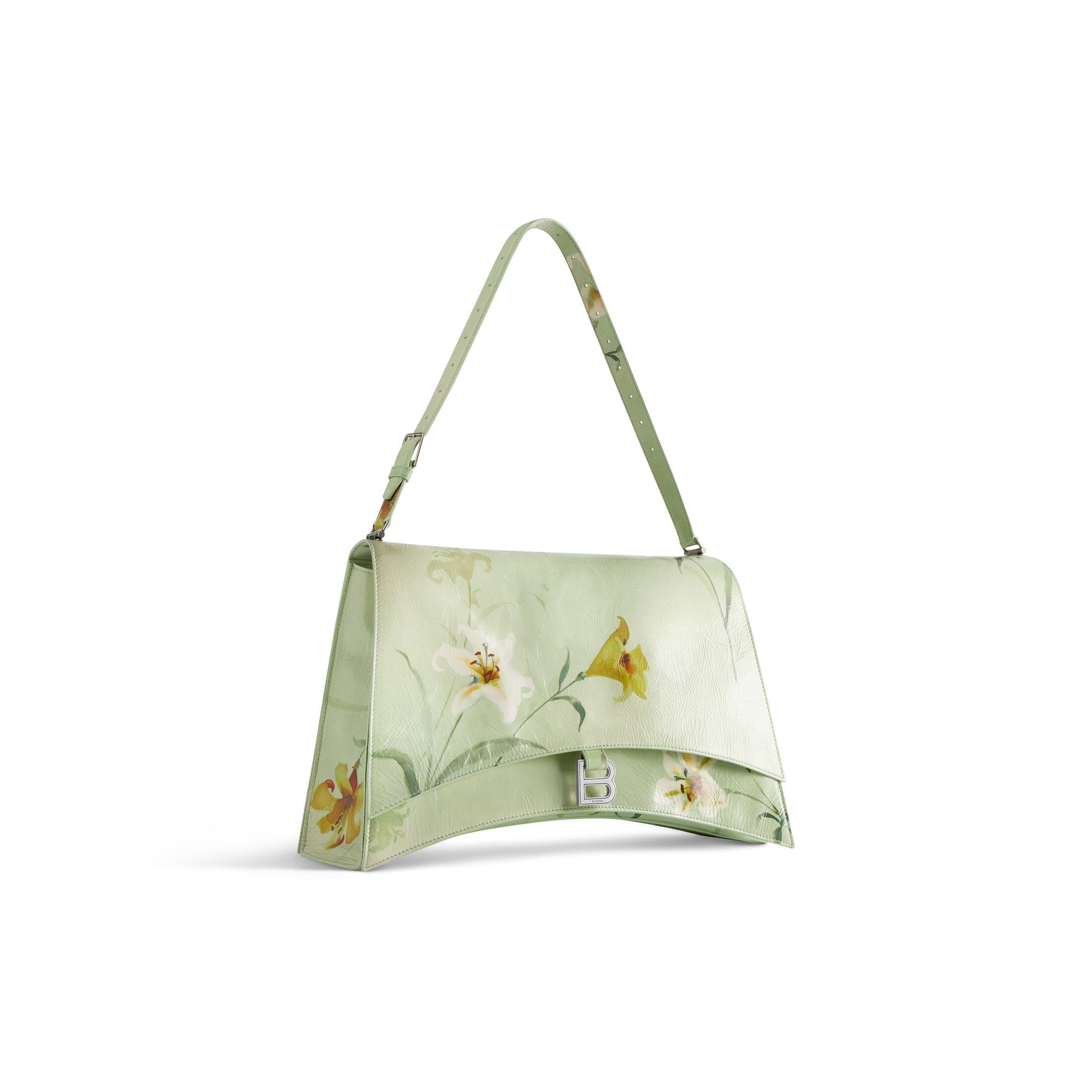 Túi Balenciaga Crush Large Sling Bag With Lilies Print Nữ Xanh Lá