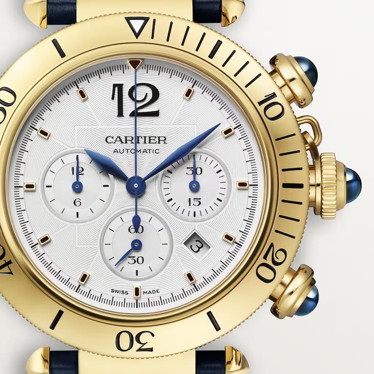 Đồng Hồ Cartier Pasha De Cartier Watch Nam Vàng Xanh Dương