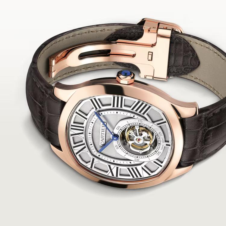 Đồng Hồ Cartier Drive De Cartier Flying Tourbillon Watch Nam Nâu Hồng